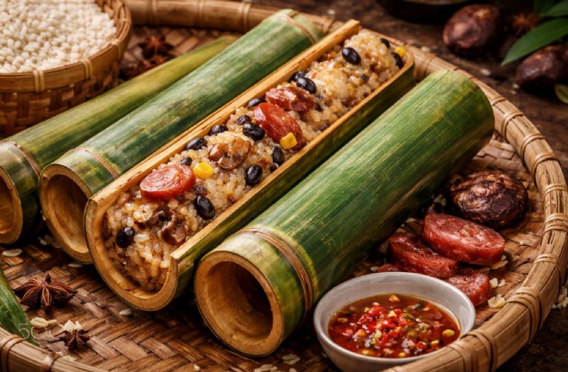 野炊感滿滿！放山雞竹子糯米傳統風味料理完整教學